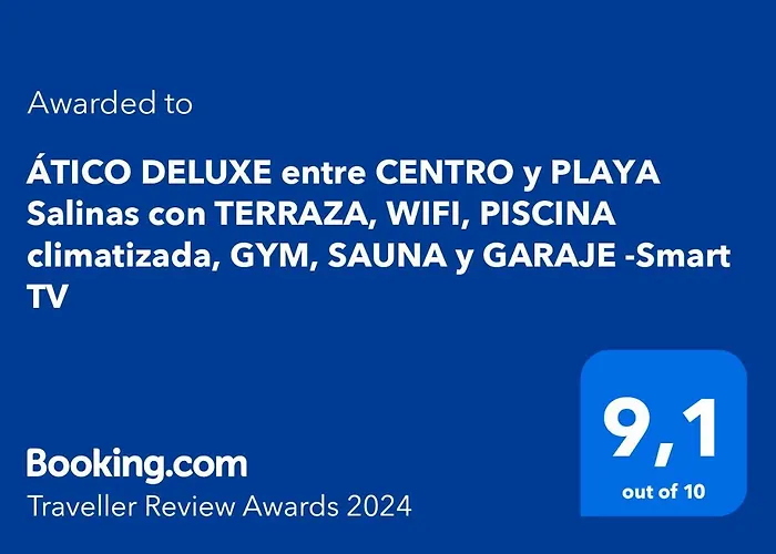 Atico Deluxe Entre Centro Y Playa Salinas Con Terraza, Wifi, Piscina Climatizada, Gym, Sauna Y Garaje -Smart Tv
